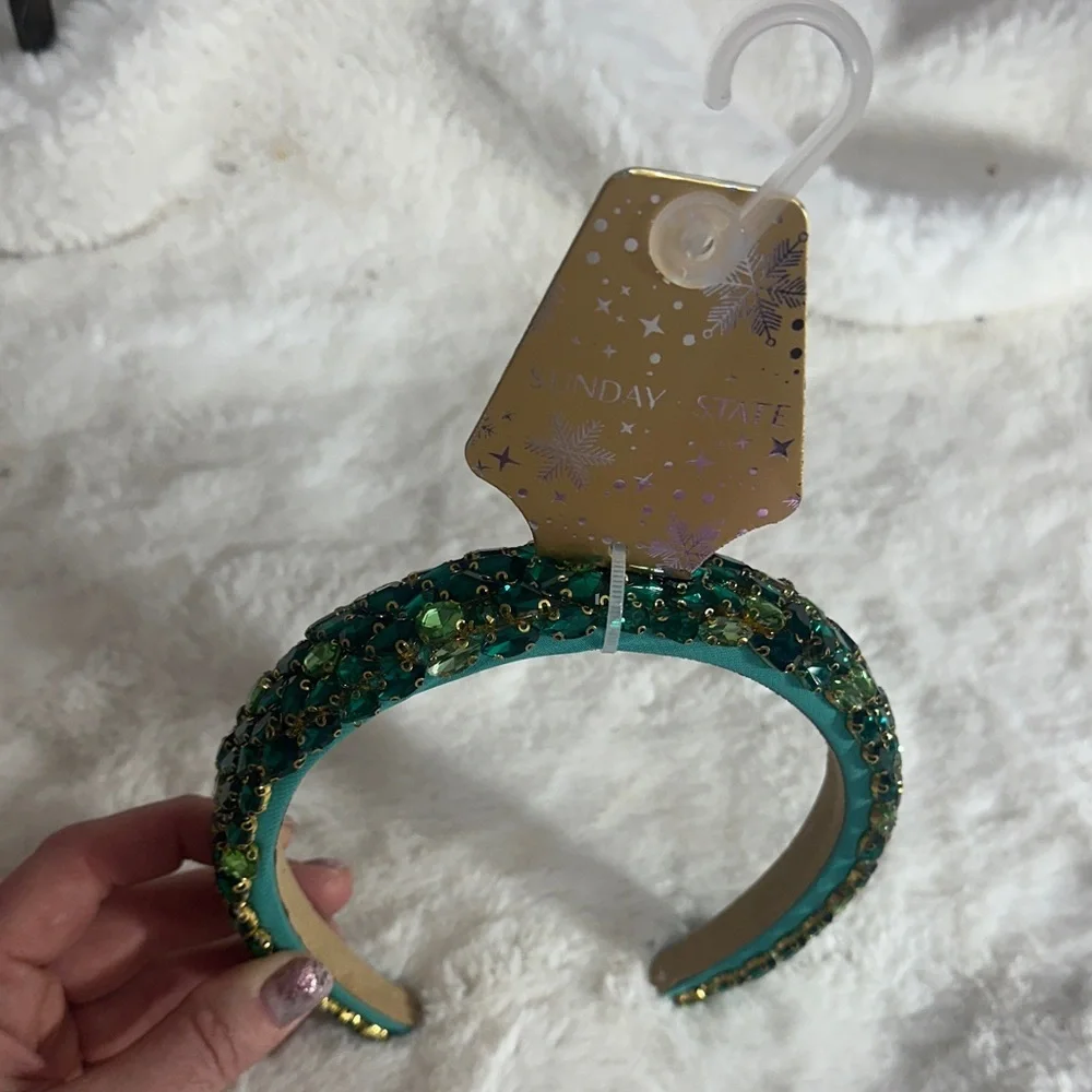 Sunday State green jeweled headband